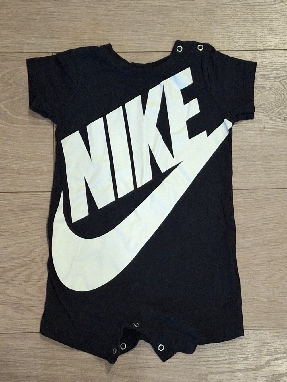 5/$25 Nike Kids Black Bodysuit with Large White Swoosh - 12M